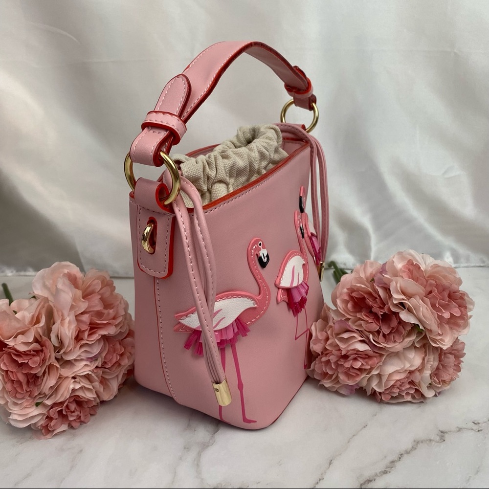 Beautiful Pink Flamingo Crossbody Bucket Purse - Picture 8 of 16